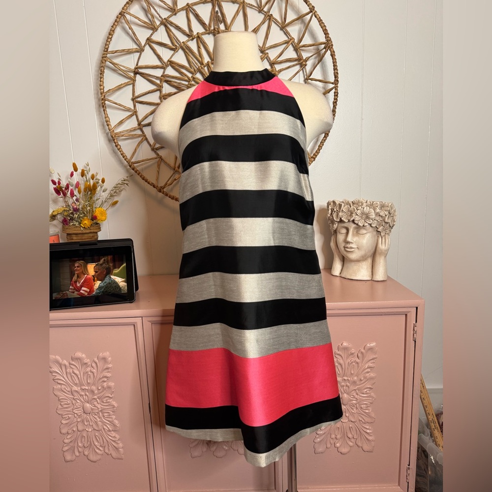 Hutch small Striped Halter Dress in Black,‎ Gray, and Pink